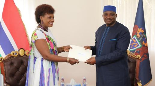 UN Resident Coordinator presents her credentials to H.E. President Adama Barrow