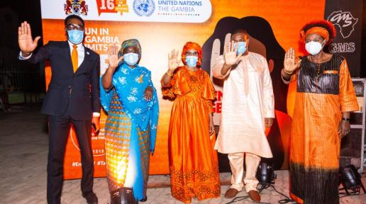 L-R: UNFPA rep., Minister of Women's, Children and Social Welfare, First Lady of The Gambia and UN Resident Coordinator