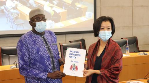 Hon. Yankuba Sonko and Ms. Fumiko Nagano launch National Migration Policy